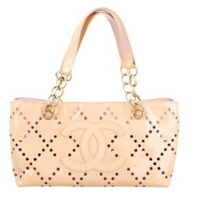 CHANEL Perforated CC Patent Tote